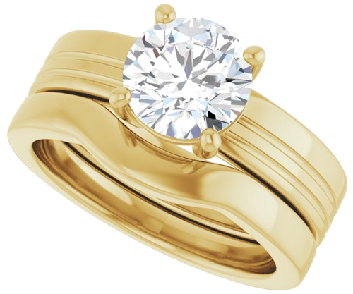 14K Yellow 7.4 mm Round Solitaire Engagement Ring Mounting (10)