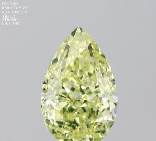 0.5 carat Fancy Greenish Yellow-VS2 Natūralus Pear Deimantas (1)