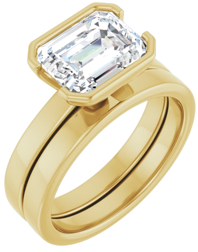 Sužadėtuvių Žiedas „Half-Bezel Solitaire“ 14k yellow gold Emerald 9mm x 7mm (6)