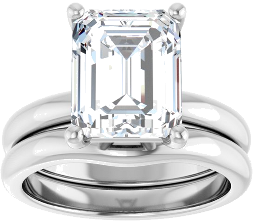 Sužadėtuvių Žiedas 14k white gold Emerald 10mm x 8mm (8)