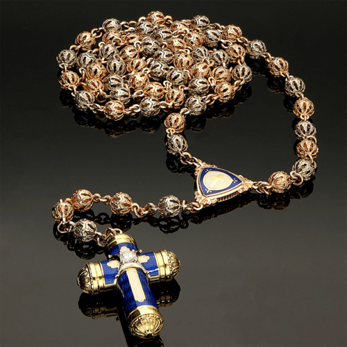 Gold rosary with Limoges enamel and a brilliant-cut diamond (5)