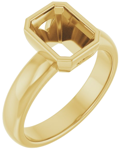 Sužadėtuvių Žiedas „Bezel-Set Solitaire“ 14k yellow gold Emerald 8mm x 6mm (1)