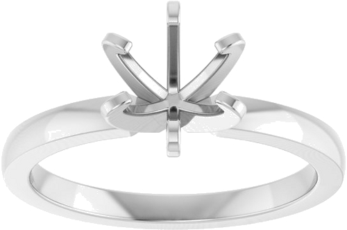 14K White 6-6.6 mm Round Solitaire Engagement Ring Mounting (3)