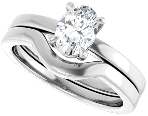 Sužadėtuvių Žiedas „Solitaire“ 585 Baltojo Aukso Oval 7mm x 5mm (10)