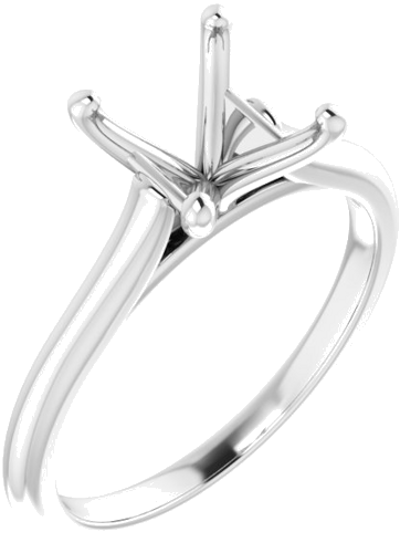 14K White 6 mm Square Solitaire Engagement Ring Mounting (1)