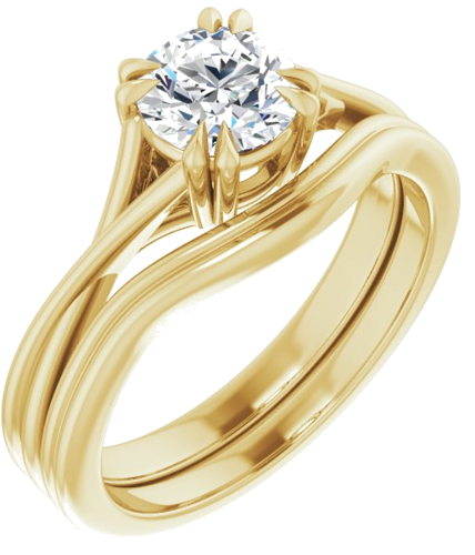 14K Yellow 6 mm Round Solitaire Engagement Ring Mounting (6)