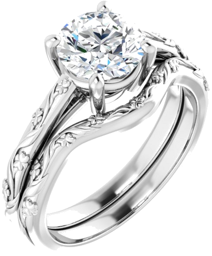 Sužadėtuvių Žiedas „Solitaire“ 10k white gold Round 7mm (6)
