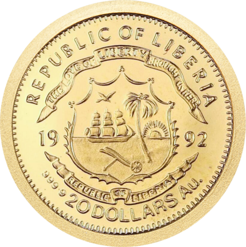 1992 Liberijos respublika 20 dolerių moneta Viliui Brandtui (2)