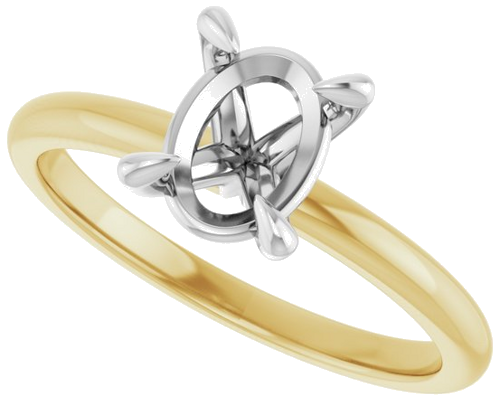 Sužadėtuvių Žiedas „Solitaire“ 585 Baltojo Ir Geltonojo Aukso Oval 8mm x 6mm (5)