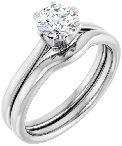 Sužadėtuvių Žiedas „Solitaire“ 585 Baltojo Aukso Round 5.8mm (6)
