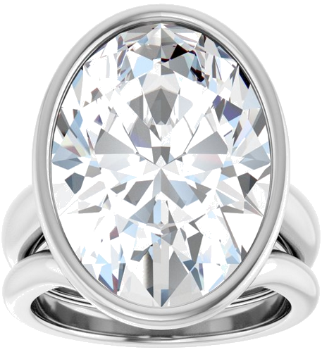 Sužadėtuvių Žiedas „Bezel-Set Solitaire“ 10k white gold Oval 18mm x 13mm (8)