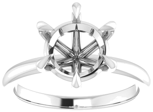 14K White 9 mm Round Solitaire Engagement Ring Mounting (3)