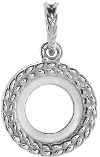 Pakabukas „Leaf Cabochon“ 14k white gold Round 8mm (1)