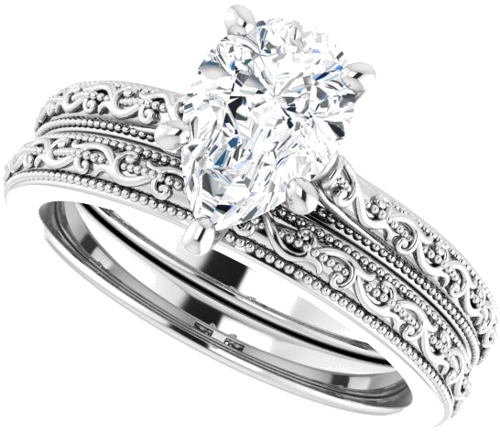 Sužadėtuvių Žiedas „Solitaire Sculptural“ 14k white gold Pear 9mm x 6mm (10)