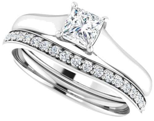 Sužadėtuvių Žiedas „Solitaire“ 585 Baltojo Aukso Square 4mm (10)