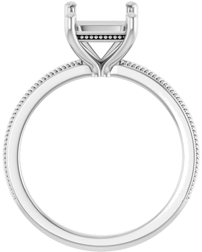 Sužadėtuvių Žiedas „Solitaire Milgrain“ 14k white gold Emerald 9mm x 7mm (2)