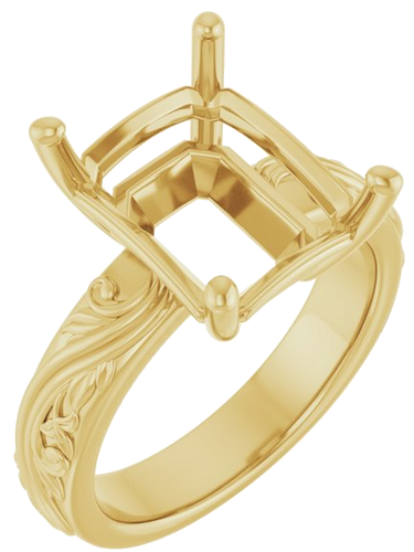 Sužadėtuvių Žiedas „Solitaire Sculptural“ 14k yellow gold Emerald 12mm x 10mm (1)