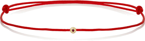 Red thread bracelet with a gold bead and emerald (1)