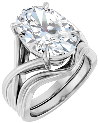 Sužadėtuvių Žiedas „Claw-Prong Solitaire“ 14k white gold Oval 14mm x 10mm (6)