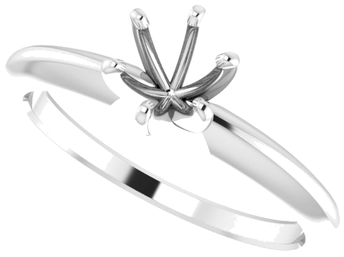 14K White 5-5.3 mm Round 6-Prong Comfort-Fit Solitaire Ring Mounting (5)