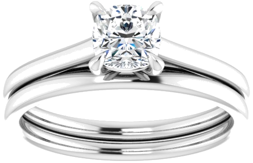 14K White  5 mm Cushion Solitaire Engagement Ring Mounting (8)