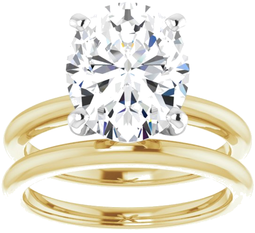 14K Yellow   White  11x9 mm Oval Solitaire Engagement Ring Mounting (8)