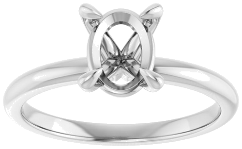 18K White  8x6 mm Oval Solitaire Engagement Ring Mounting (3)