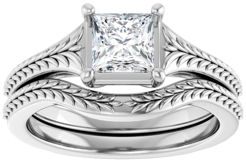 Sužadėtuvių Žiedas „Solitaire“ 14k white gold Square 5mm (8)