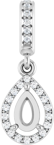 Pakabukas „Halo-Style“ 14k white gold Pear 6mm x 4mm (1)