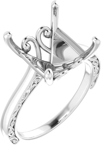 Sužadėtuvių Žiedas „Solitaire“ 10k white gold Cushion 12mm (1)