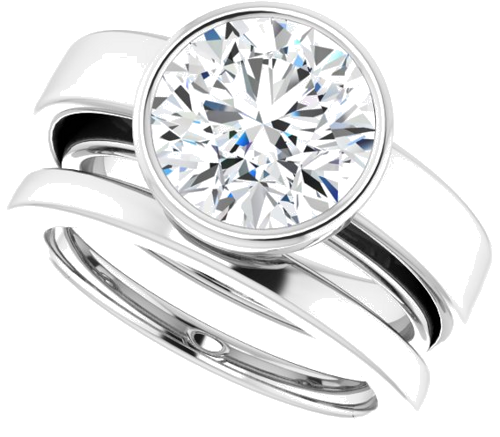 Sužadėtuvių Žiedas „Bezel-Set Solitaire“ 14k white gold Round 9.4mm (10)