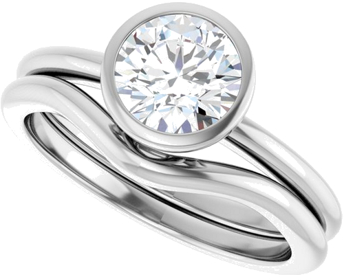 Sužadėtuvių Žiedas „Bezel-Set“ 14k white gold Round 6.5mm (10)