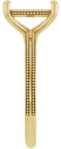Sužadėtuvių Žiedas „Solitaire Milgrain“ 14k yellow gold Elongated Cushion 10mm x 8mm (4)