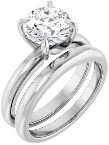 Sužadėtuvių Žiedas „Solitaire“ 585 Baltojo Aukso Round 8mm (6)