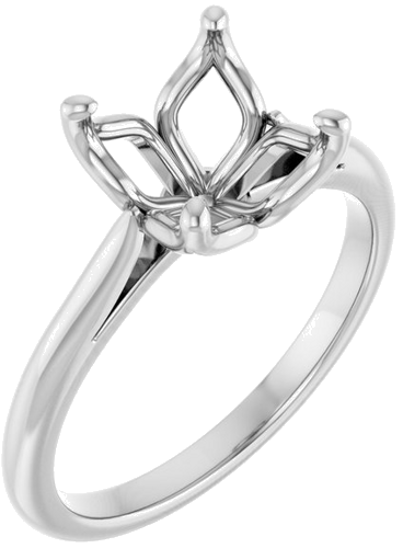 14K White  8 mm Cushion Solitaire Engagement Ring Mounting (1)