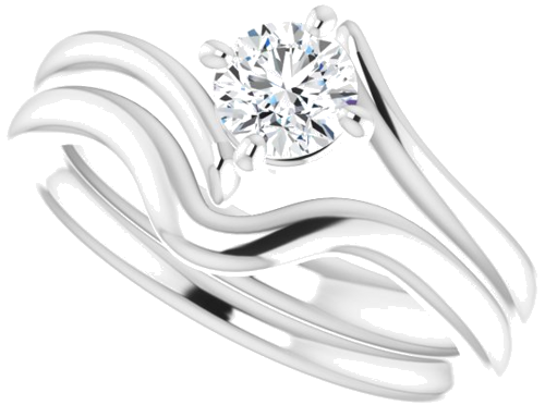 Sužadėtuvių Žiedas „Solitaire“ 585 Baltojo Aukso Round 4.8mm (10)