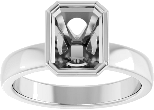 Sužadėtuvių Žiedas „Bezel-Set Solitaire“ 14k white gold Emerald 8mm x 6mm (3)
