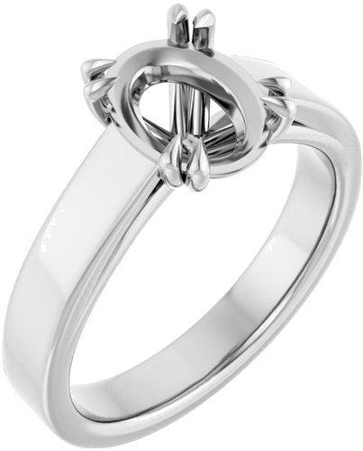 14K White 9x7 mm Oval Engagement Ring Mounting (1)