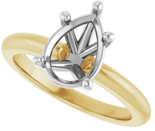 Sužadėtuvių Žiedas 14k yellow/white gold Pear 10mm x 7mm (5)