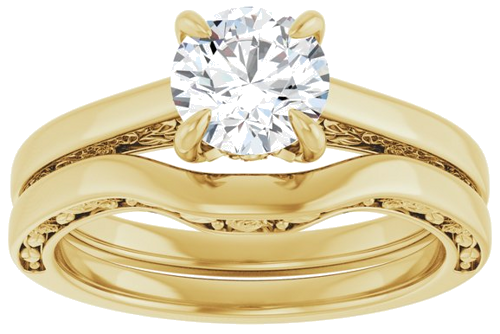 Sužadėtuvių Žiedas „Solitaire Floral“ 14k yellow gold Round 6.5mm (8)