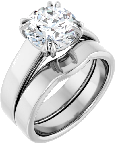 Sužadėtuvių Žiedas „Double Claw-Prong Solitaire“ 14k white gold Round 8.8mm (6)