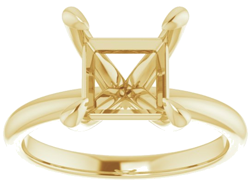 14K Yellow  7.5x7.5 mm Square Solitaire Engagement Ring Mounting (3)