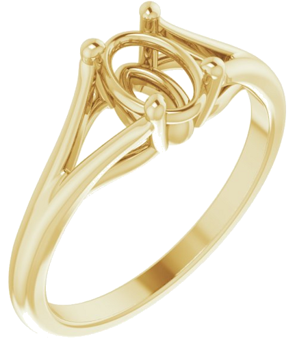 14K Yellow 7x5 mm Oval 4-Prong Cathedral Split Shank Engagement Ring Mounting (1)
