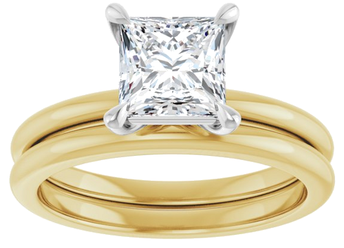 Sužadėtuvių Žiedas „Claw-Prong“ 14k yellow/white gold Square 6mm (8)