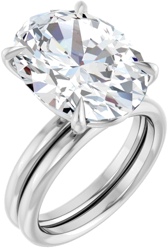 Sužadėtuvių Žiedas „Claw-Prong Solitaire“ 14k white gold Oval 16mm x 12mm (6)