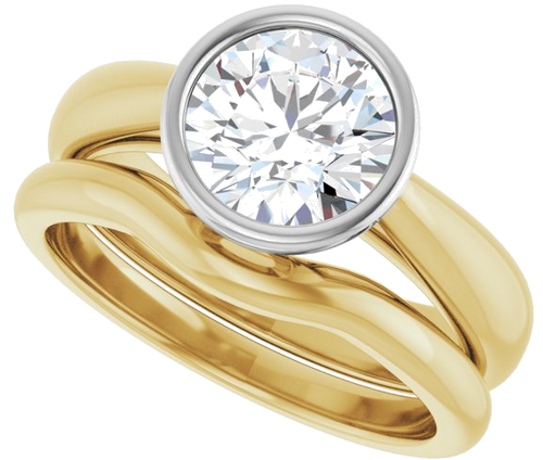Sužadėtuvių Žiedas „Bezel-Set Solitaire“ 14k yellow/white gold Round 7.4mm (10)