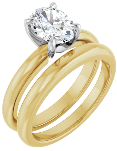 Sužadėtuvių Žiedas „Solitaire“ 585 Baltojo Ir Geltonojo Aukso Oval 8mm x 6mm (6)