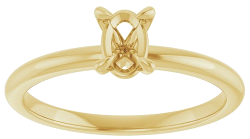 Sužadėtuvių Žiedas „Solitaire“ 585 Geltonojo Aukso Oval 6mm x 4mm (3)