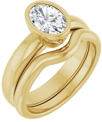 Sužadėtuvių Žiedas „Bezel-Set Solitaire“ 14k yellow gold Oval 7.5mm x 5.5mm (6)
