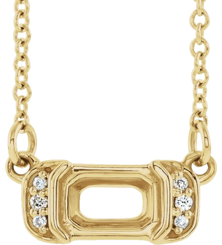 Pakabukas „Accented Bar“ 585 Geltonojo Aukso Emerald 6mm x 4mm (1)